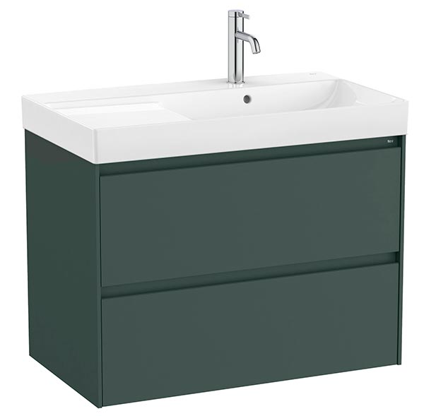 Conjunto Unik Ona (mueble base c/2 cajones y lavabo de FINECERAMIC a la derecha) 800x460x645 mm, verde mate, (A851690513)