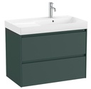Conjunto Unik Ona (mueble base c/2 cajones y lavabo de FINECERAMIC a la derecha) 800x460x645 mm, verde mate, (A851690513)