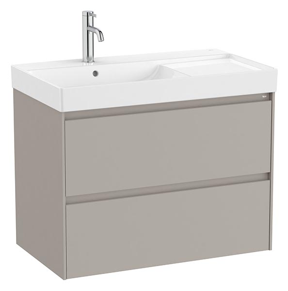 Conjunto Unik Ona (mueble base c/2 cajones y lavabo de FINECERAMIC a la izquierda) 800x460x645 mm, gris mate, (A851692510)