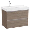 Conjunto Unik Ona (mueble base c/2 cajones y lavabo de FINECERAMIC a la izquierda) 800x460x645 mm, olmo oscuro, (A851692511)