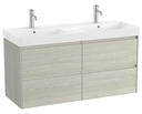 Conjunto Unik Ona (mueble base c/4 cajones y lavabo doble de FINECERAMIC) 1200x460x645 mm, roble claro, (A851694512)