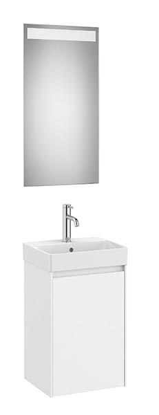 Conjunto Pack Ona (mueble base c/1 puerta, lavabo de FINECERAMIC y espejo LED) 400x320x645 mm, blanco mate, (A851695509)