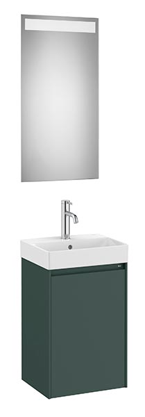 Conjunto Pack Ona (mueble base c/1 puerta, lavabo de FINECERAMIC y espejo LED) 400x320x645 mm, verde mate, (A851695513)
