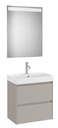 Conjunto Pack Ona (mueble base compacto c/2 cajones, lavabo FINECERAMIC y espejo LED) 600x360x645 mm, gris mate, (A851700510)