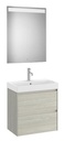 Conjunto Pack Ona (mueble base compacto c/2 cajones, lavabo FINECERAMIC y espejo LED) 600x360x645 mm, roble claro, (A851700512)