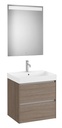 Conjunto Pack Ona (mueble base c/2 cajones, lavabo de FINECERAMIC y espejo LED) 600x460x645 mm, olmo oscuro, (A851704511)