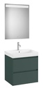Conjunto Pack Ona (mueble base c/2 cajones, lavabo de FINECERAMIC y espejo LED) 600x460x645 mm, verde mate, (A851704513)
