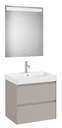 Conjunto Pack Ona (mueble base c/2 cajones, lavabo de FINECERAMIC y espejo LED) 650x460x645 mm, gris mate, (A851705510)