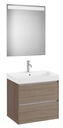Conjunto Pack Ona (mueble base c/2 cajones, lavabo de FINECERAMIC y espejo LED) 650x460x645 mm, olmo oscuro, (A851705511)