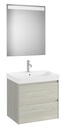 Conjunto Pack Ona (mueble base c/2 cajones, lavabo de FINECERAMIC y espejo LED) 650x460x645 mm, roble claro, (A851705512)