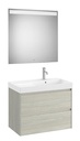Conjunto Pack Ona (mueble base c/2 cajones, lavabo de FINECERAMIC dcha. y espejo LED) 800x460x645 mm, roble claro, (A851706512)