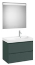 Conjunto Pack Ona (mueble base c/2 cajones, lavabo de FINECERAMIC dcha. y espejo LED) 800x460x645 mm, verde mate, (A851706513)
