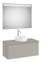 Conjunto Pack Ona (mueble base c/1 cajón, lavabo FINECERAMIC sobreenc., espejo LED) 994x457x443 mm, gris mate, (A851714510)