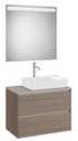 Conjunto Pack Ona (mueble base c/2 caj., lav. FINECERAMIC sobreenc. dcha., espejo LED) 794x457x583 mm, olmo oscuro, (A851715511)