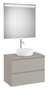 Conjunto Pack Ona (mueble base c/2 caj., lav. FINECERAMIC sobreenc. cent., espejo LED) 794x457x583 mm, gris mate, (A851716510)