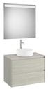 Conjunto Pack Ona (mueble base c/2 caj., lav. FINECERAMIC sobreenc. cent., espejo LED) 794x457x583 mm, roble claro, (A851716512)