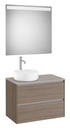 Conjunto Pack Ona (mueble base c/2 caj., lav. FINECERAMIC sobreenc. izq., espejo LED) 794x457x583 mm, olmo oscuro, (A851717511)