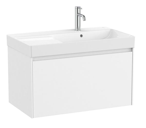 Conjunto Unik Ona (mueble base c/1 cajón y lavabo a la derecha de FINECERAMIC) 800x460x505 mm, blanco mate, (A851719509)