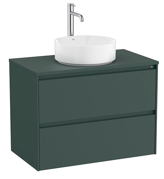 Mueble base Ona c/2 cajones, p/lavabo de sobre encimera centrado, 794x457x583 mm, verde mate, (A851728513)