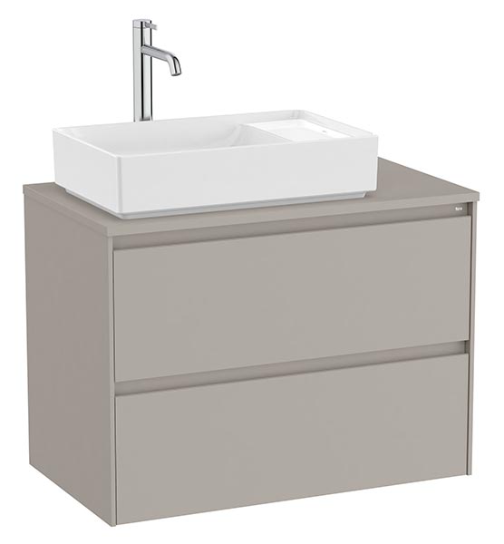 Mueble base Ona c/2 cajones, p/lavabo de sobre encimera a la izquierda, 794x457x583 mm, gris mate, (A851729510)