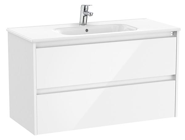 Conjunto Unik Tenet (mueble base c/2 cajones y lavabo) 985x460x565 mm, blanco brillo, (A851778806)