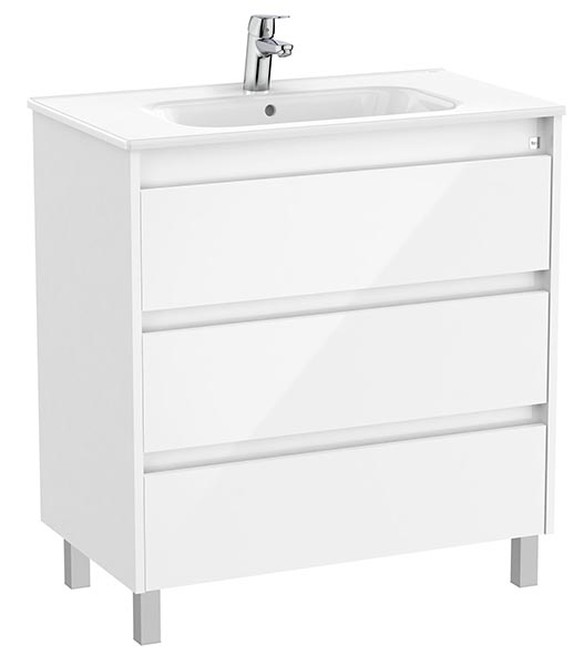 Conjunto Unik Tenet (mueble base c/3 cajones y lavabo) 785x460x740 mm, blanco brillo, (A851781806)