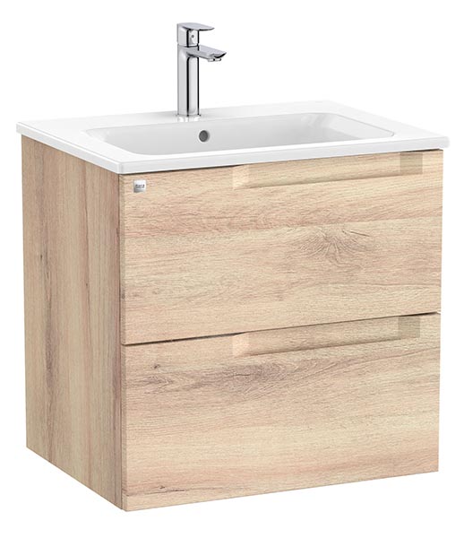 Conjunto Aleyda Unik (mueble base c/2 cajones y lavabo) 605x460x565 mm, beige madera, (A851813524)