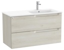 Conjunto Aleyda Unik (mueble base c/2 cajones y lavabo asimétrico a la derecha) 1005x460x565 mm, blanco madera, (A851818525)