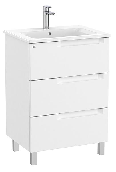 Conjunto Aleyda Unik (mueble base c/3 cajones y lavabo) 605x460x740 mm, blanco mate, (A851821509)