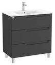 Conjunto Aleyda Unik (mueble base c/3 cajones y lavabo centrado) 805x460x740 mm, negro mate, (A851824523)