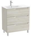 Conjunto Aleyda Unik (mueble base c/3 cajones y lavabo asimétrico a la izquierda) 805x460x740 mm, blanco madera, (A851825525)