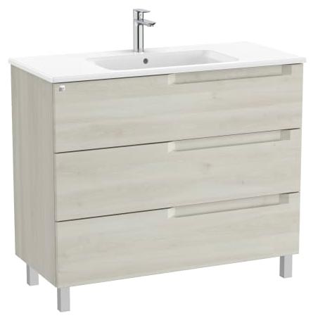 Conjunto Aleyda Unik (mueble base c/3 cajones y lavabo centrado) 1005x460x740 mm, blanco madera, (A851827525)