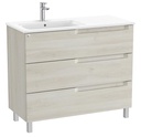 Conjunto Aleyda Unik (mueble base c/3 cajones y lavabo asimétrico a la izquierda) 1005x460x740 mm, blanco madera, (A851828525)