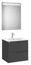 Conjunto Aleyda Pack (mueble base c/2 cajones, lavabo y espejo LED) 605x460x565 mm, negro mate, (A851833523)