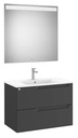 Conjunto Aleyda Pack (mueble base c/2 cajones, lavabo centrado y espejo LED) 805x460x565 mm, negro mate, (A851836523)