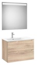 Conjunto Aleyda Pack (mueble base c/2 cajones, lavabo a la izquierda y espejo LED) 805x460x565 mm, beige madera, (A851837524)