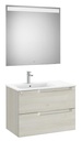 Conjunto Aleyda Pack (mueble base c/2 cajones, lavabo a la izquierda y espejo LED) 805x460x565 mm, blanco madera, (A851837525)