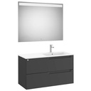 Conjunto Aleyda Pack (mueble base c/2 cajones, lavabo a la derecha y espejo LED) 1005x460x565 mm, negro mate, (A851838523)