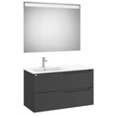 Conjunto Aleyda Pack (mueble base c/2 cajones, lavabo a la izquierda y espejo LED) 1005x460x565 mm, negro mate, (A851840523)