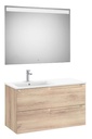 Conjunto Aleyda Pack (mueble base c/2 cajones, lavabo a la izquierda y espejo LED) 1005x460x565 mm, beige madera, (A851840524)