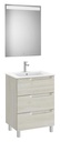 Conjunto Aleyda Pack (mueble base c/3 cajones, lavabo y espejo LED) 605x460x740 mm, blanco madera, (A851841525)