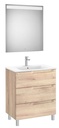 Conjunto Aleyda Pack (mueble base c/3 cajones, lavabo y espejo LED) 705x460x740 mm, beige madera, (A851842524)