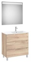 Conjunto Aleyda Pack (mueble base c/3 cajones, lavabo a la derecha y espejo LED) 805x460x740 mm, beige madera, (A851843524)