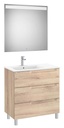 Conjunto Aleyda Pack (mueble base c/3 cajones, lavabo a la izquierda y espejo LED) 805x460x740 mm, beige madera, (A851845524)