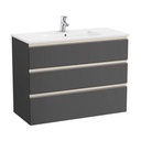 Conjunto Unik The Gap (mueble base c/3 cajones y lavabo centrado) 1005x460x763 mm, gris mate, (A851853547)