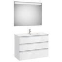 Conjunto Pack The Gap (mueble base c/3 cajones, lavabo centrado y espejo LED) 1005x460x763 mm, blanco brillo, (A851855806)
