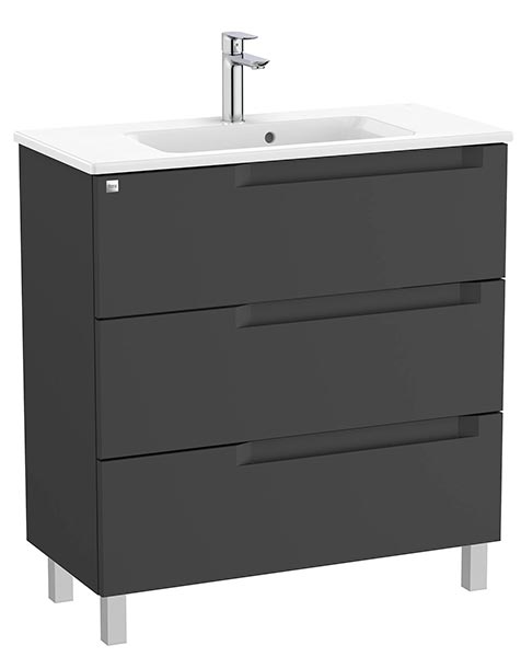 Conjunto Aleyda Unik (mueble base compacto c/3 cajones y lavabo) 805x380x740 mm, negro mate, (A851884523)