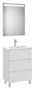 Conjunto Aleyda Pack (mueble base compacto c/3 cajones, lavabo y espejo LED) 605x380x740 mm, gris piedra, (A851885514)