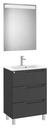 Conjunto Aleyda Pack (mueble base compacto c/3 cajones, lavabo y espejo LED) 605x380x740 mm, negro mate, (A851885523)