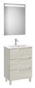 Conjunto Aleyda Pack (mueble base compacto c/3 cajones, lavabo y espejo LED) 605x380x740 mm, blanco madera, (A851885525)